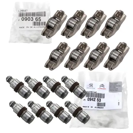 8x ORIGINAL PSA rocker arms + 8x valve tappets C1 C2 C3 C4 C5 206 207 208 308 1.4/1.6 HDi