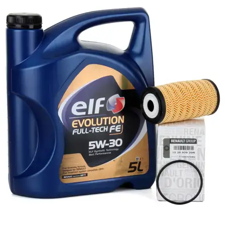 5L elf Evolution Full-Tech FE 5W30 Motor&ouml;l ORIGINAL Renault &Ouml;lfilter 152093920R