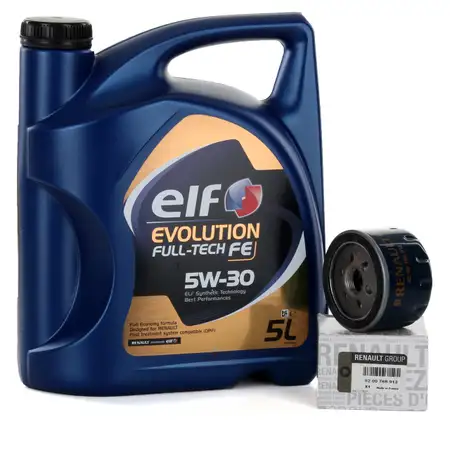 5L elf Evolution Full-Tech FE 5W-30 Motor&ouml;l 5 L + ORIGINAL &Ouml;lfilter 8200768913
