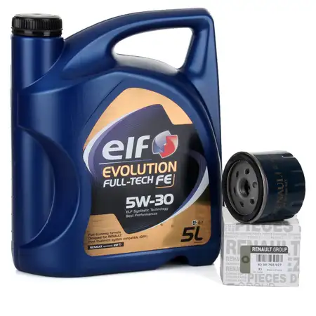 5L elf Evolution Full-Tech FE 5W30 engine oil ORIGINAL Renault oil filter 8200768927