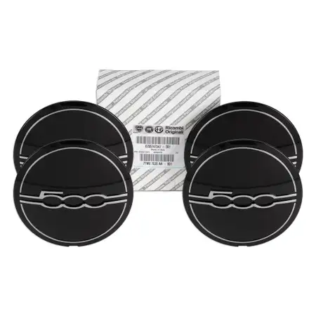 4x ORIGINAL Fiat Nabendeckel Felgendeckel 15 Zoll Schwarz 500e / Cabrio 735747347