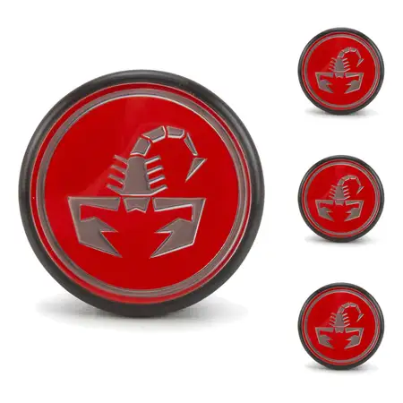 4x ORIGINAL Fiat Abarth Nabendeckel Alufelge Rot 500 500C Punto / Evo 124 Spider 51811808