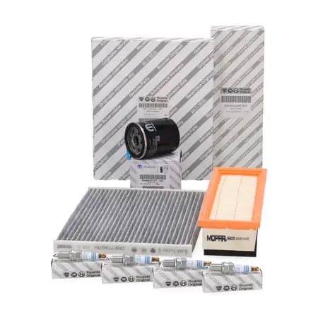 ORIGINAL Fiat filter set + 4x spark plug Grande / Punto / Evo 199 Qubo Mito 1.2 1.4