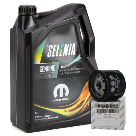 5L SELENIA Engine Oil WR WIDE RANGE 5W40 5W-40 + ORIGINAL Fiat Oil Filter 71753742