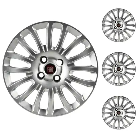 4x ORIGINAL Fiat hubcap wheel cover SILVER 15 inch 735481016 GRANDE PUNTO (199_)
