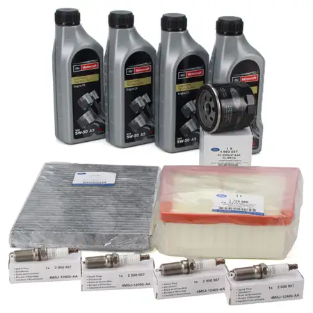 ORIGINAL Ford inspection kit + 4L 5W30 engine oil + 4x spark plugs B-MAX FIESTA VI