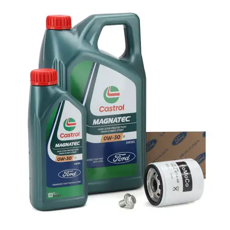 6L ORIGINAL Ford CASTROL MAGNATEC 0W-30 D Motor&ouml;l + &Ouml;lfilter Focus 4 MK4 2.3 ST