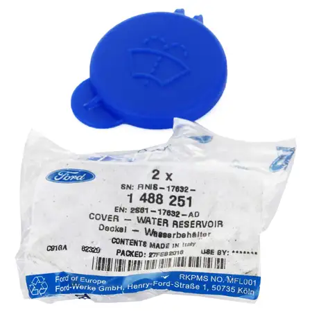 2x ORIGINAL Ford Verschlussdeckel Verschlusskappe Waschwasserbeh&auml;lter Fiesta 5 1488251