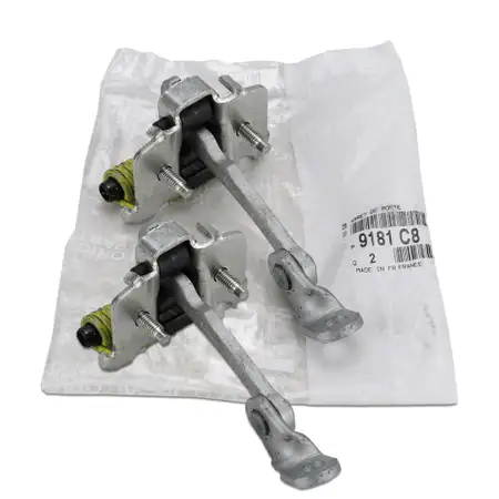 2x ORIGINAL Peugeot door stop, door hold-back strap, door catch strap, 206 front, 9181.C8