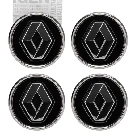 4x ORIGINAL Renault Nabendeckel Nabenkappe Radnabe Silverstone Schwarz Chrom 403152085R