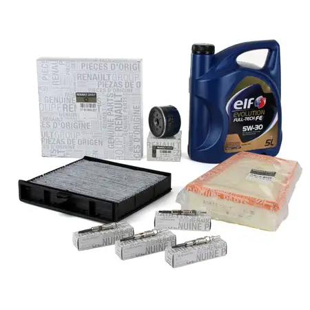 ORIGINAL Renault filter set + glow plug 8200490950 + 5L Elf 5W-30 oil for GRAND