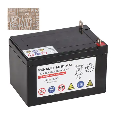 ORIGINAL Renault Autobatterie Batterie Starterbatterie 12V 14Ah 80A Twizy 244103090R