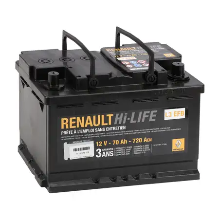 ORIGINAL Renault Dacia EFB Autobatterie Batterie Hi-LIFE12V 70Ah 720A 7711575175