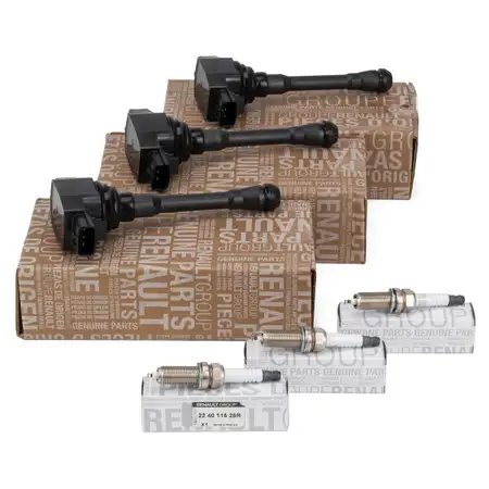 3x ORIGINAL Renault Dacia Z&uuml;ndspule + Z&uuml;ndkerze Twingo 3 Logan 2 Sandero 2 1.0 SCe 73 PS
