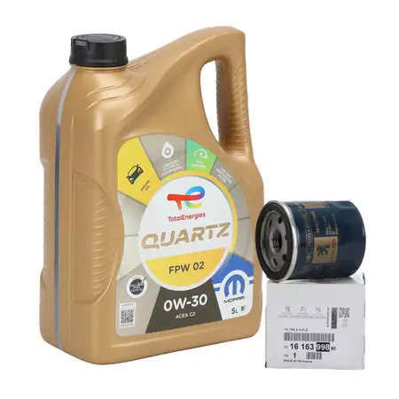 5L ORIGINAL Mopar TOTAL QUARTZ FPW 02 0W-30 Motoer&ouml;l + PSA &Ouml;lfilter 1616399880