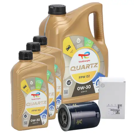 9L ORIGINAL Mopar TOTAL QUARTZ FPW 02 0W-30 Motoer&ouml;l + PSA &Ouml;lfilter 1606267580
