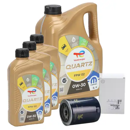 8L ORIGINAL Mopar TOTAL QUARTZ FPW 02 0W-30 Motoer&ouml;l + PSA &Ouml;lfilter 1606267580