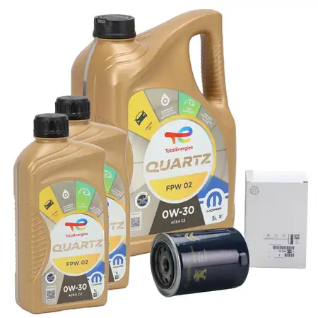 7L ORIGINAL Mopar TOTAL QUARTZ FPW 02 0W-30 Motoer&ouml;l + PSA &Ouml;lfilter 1606267580