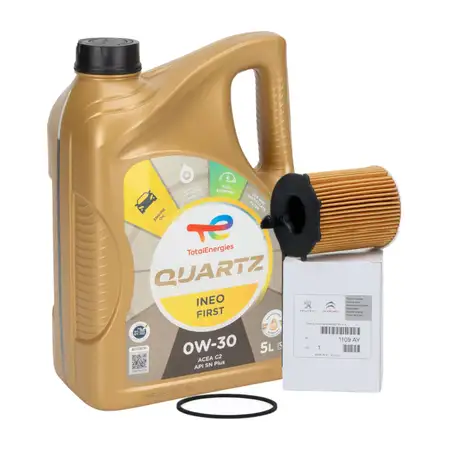 TOTAL QUARTZ INEO FIRST 0W-30 5 L + ORIGINAL Citroen Peugeot &Ouml;lfilter 1109.AY