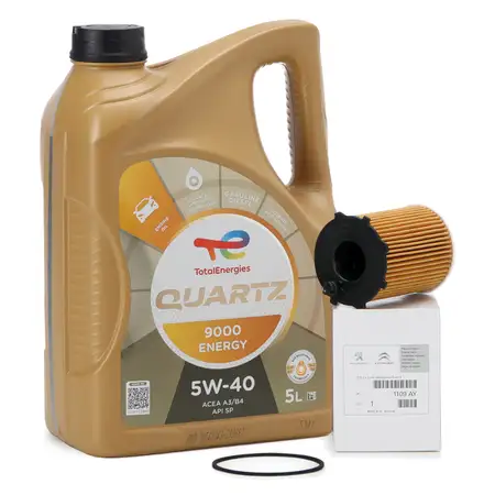 5L 5 Liter TOTAL QUARTZ 9000 ENERGY 5W-40 + ORIGINAL PSA &Ouml;lfilter 1109.AY