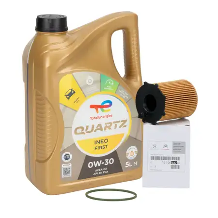 TOTAL QUARTZ INEO FIRST 0W-30 5 L + ORIGINAL Citroen Peugeot &Ouml;lfilter 1610693780
