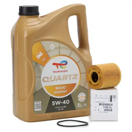 5L 5 Liter TOTAL QUARTZ 9000 ENERGY 5W-40 + ORIGINAL PSA &Ouml;lfilter 1109.CL