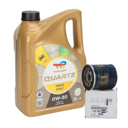 TOTAL QUARTZ INEO FIRST 0W-30 5 L + ORIGINAL Citroen Peugeot &Ouml;lfilter 1616399880