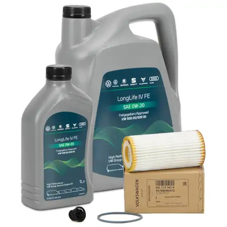 6L 6Liter ORIGINAL VW Audi Motor&ouml;l &Ouml;l 0W-20 LONGLIFE IV FE + &Ouml;lfilter 06L115562B