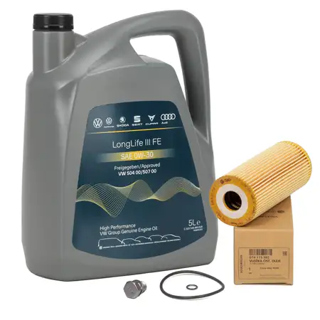 5L ORIGINAL VW engine oil 0W30 LONGLIFE III FE + screw + oil filter 074115562