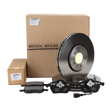 ORIGINAL VW Audi Seat Skoda Bremsscheiben + Bel&auml;ge + Sensor Golf 4 A3 8L vorne JZW698302BF
