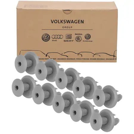 10x ORIGINAL VW Clip Innen-/Au&szlig;enverkleidung Artgrey Golf Passat T4 T5 T6 7H0867299 3U6