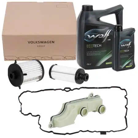 ORIGINAL AUDI Hydraulikfilter Satz + 6L WOLF Getriebe&ouml;l A4 B9 A5 F5 A6 C7 C8 A7 Q5 8RB FY