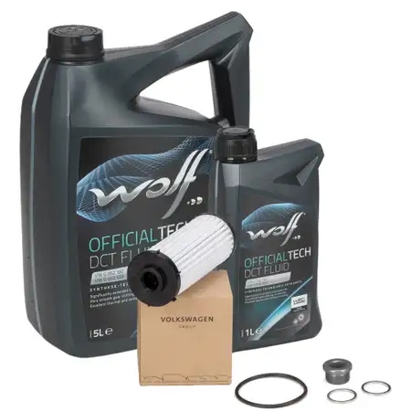 ORIGINAL AUDI SEAT SKODA VW Transmission Filter Set 6-Speed DSG DQ250 + 6L WOLF Transmission Oil