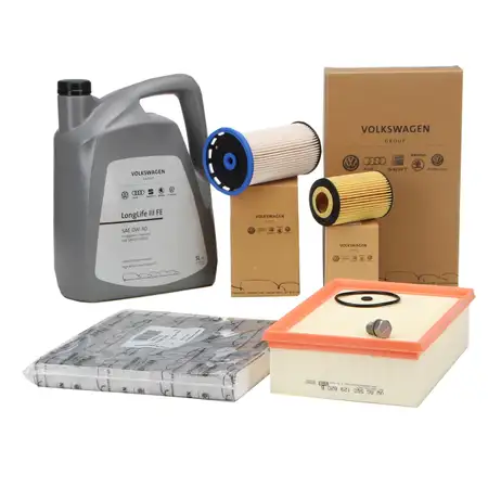 ORIGINAL AUDI VW filter set, 4 pieces + 5L 0W30 engine oil Golf 7 Passat A3 8V Q2 Q3 1.6/2.0 TDI