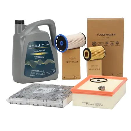 ORIGINAL AUDI VW filter set, 4 pieces + 5L 0W30 engine oil Golf 7 Passat A3 8V Q2 Q3 1.6/2.0 TDI