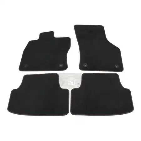 ORIGINAL VW Textilmatten Automatten Fu&szlig;matten Satz 4-tlg Schwarz Rot Golf 8 5G1863011 IQV