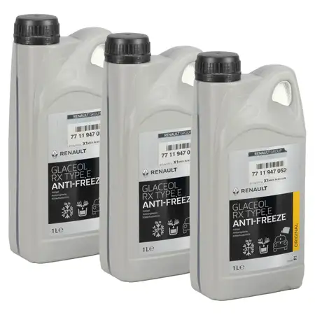 3x 1 Liter ORIGINAL Renault Frostschutz K&uuml;hlerfrostschutz Glaceol RX Type D GR&Uuml;N