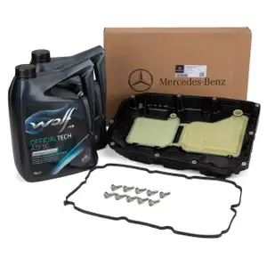 ORIGINAL Mercedes Automatikgetriebeölwanne 9-Gang 725.0 + 10L WOLF Getriebeöl MB 236.17
