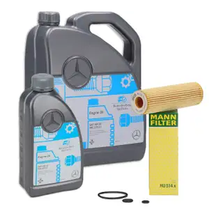 6L 6 Liter ORIGINAL Mercedes Motor&ouml;l &Ouml;l 5W30 MB 229.51 + MANN HU514x &Ouml;lfilter