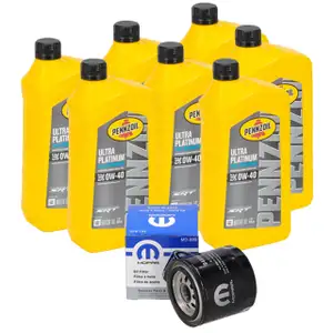 6,622L PENNZOIL ULTRA PLATINUM SRT 0W-40 Motor&ouml;l + MOPAR &Ouml;lfilter CHRYSLER 300C Sebring