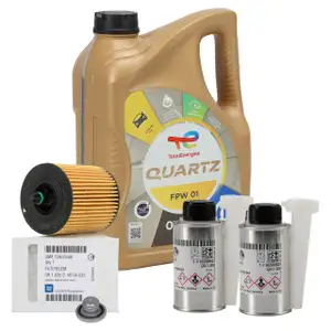 5L TOTAL QUARTZ FPW 01 0W-20 + ORIGINAL MOPAR &Ouml;lfilter 12605566 + 2x Additiv