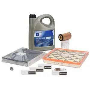 ORIGINAL Opel Filterset + 4 Z&uuml;ndkerzen + 5L Motor&ouml;l 5W30 dexos2 Astra J Zafira C 1.4-1.8