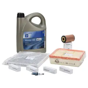 ORIGINAL Opel inspection kit + 5L 5W30 Dexos1 Gen3 engine oil + 4x CORSA spark plugs