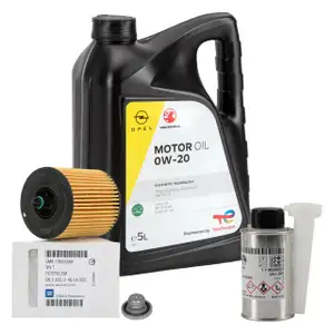 5L 5 liters ORIGINAL Opel engine oil 0W20 + oil filter 12605566 + 1x additive Astra G Vectra