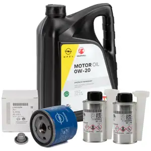 5L 5 liters ORIGINAL Opel engine oil 0W20 + oil filter 95528296 + 2x additive Astra K Insignia