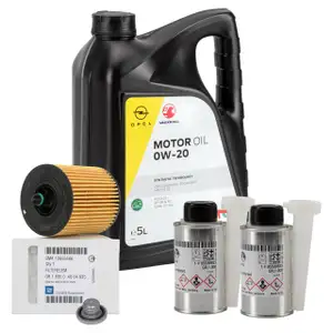 5L 5 liters ORIGINAL Opel engine oil 0W20 + oil filter 12605566 + 2x additive Astra G Vectra