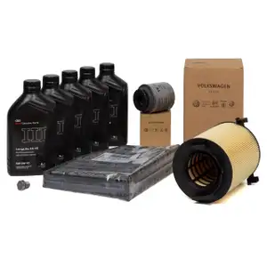 ORIGINAL AUDI filter set, 3 pieces + 5L 0W30 engine oil A3 8P 1.2/1.4 TSI/TFSI 105/125 hp