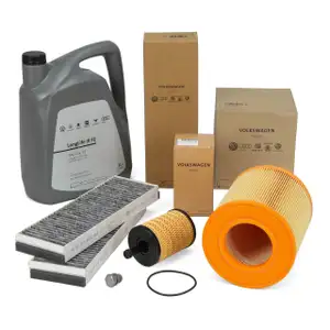 ORIGINAL AUDI filter set, 3 pieces + 5L 0W30 engine oil A6 (4F C6) 2.0 TDI 121/136/1400/163/170 hp