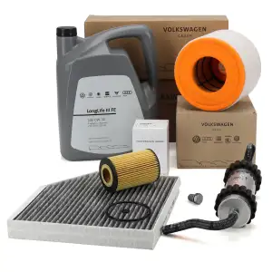 ORIGINAL AUDI Filterset 4-tlg + 5L 0W30 Motor&ouml;l A6 (C7) 2.0 TDI 136/190 PS bis 04.2014