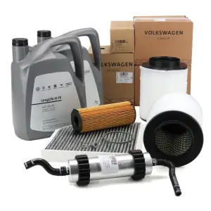 ORIGINAL AUDI filter set, 4 pieces + 10L 0W30 engine oil A8 (4H D4) 4.2 TDI quattro 351 hp